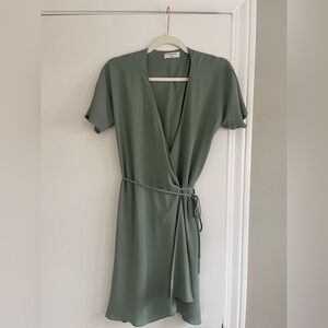 Aritzia Babaton Sage Green Midi Wrap Dress